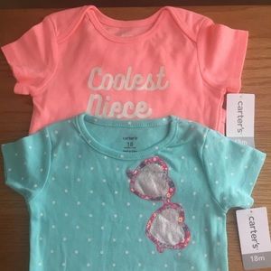 CARTER'S BABY GIRLS  BODYSUIT SET OF 2 SZ 18 MONTH